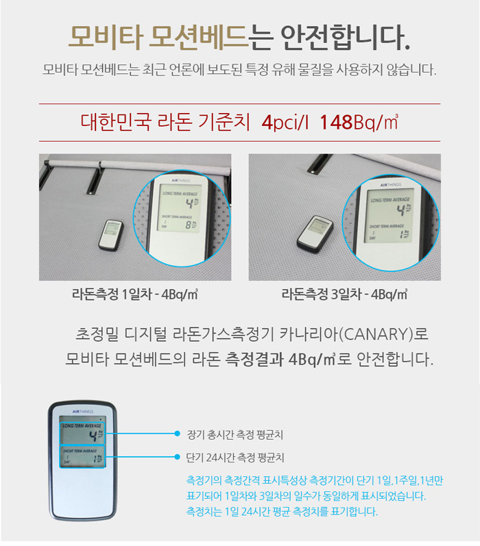 모션베드 라돈 기준치 안전