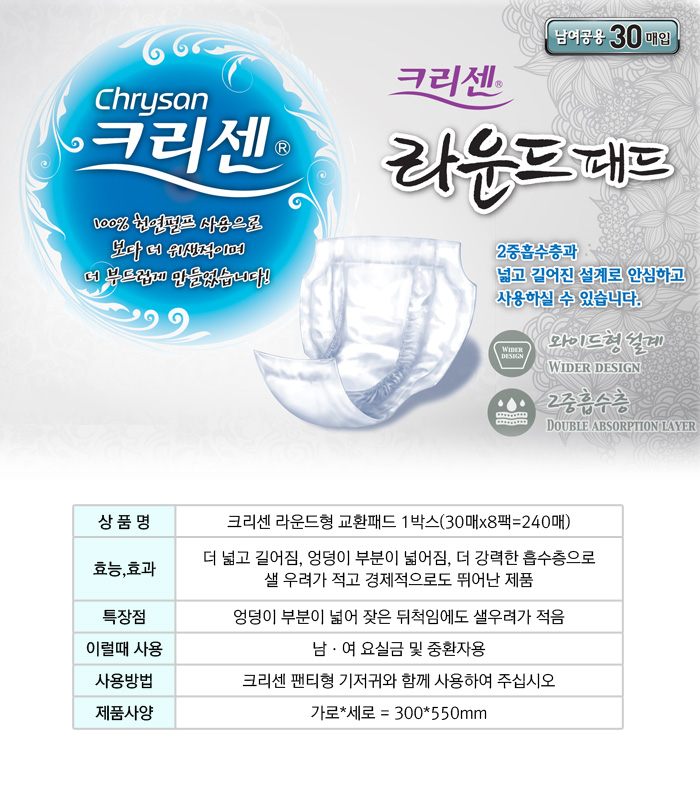 속기저귀 라운드형 교환패드